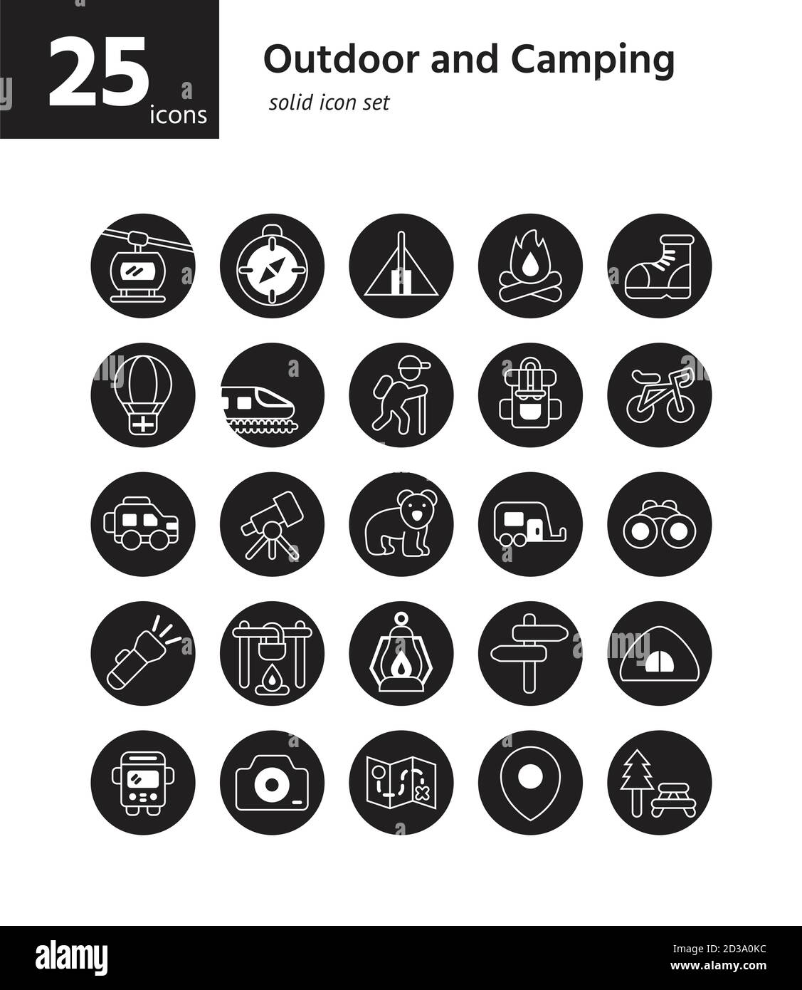 Outdoor and Camping solid icon sel. Vector and Illustration. Stock Vector