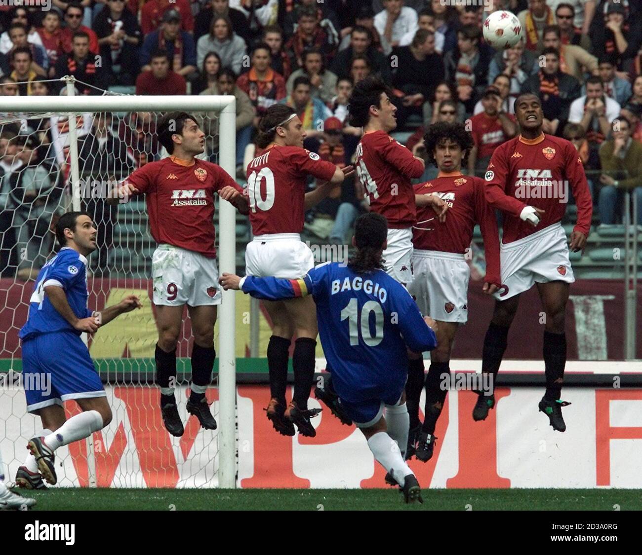 Brescia S Roberto Baggio Shoots A Free Kick Against As Roma During Their Serie A Clash At The Olympic Stadium March 11 01 Vp Clh Stock Photo Alamy