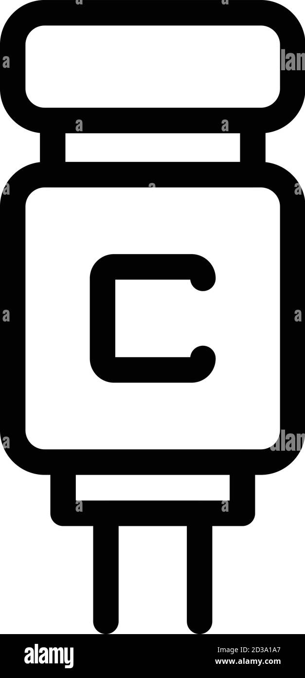 Capacitor diode icon, outline style Stock Vector