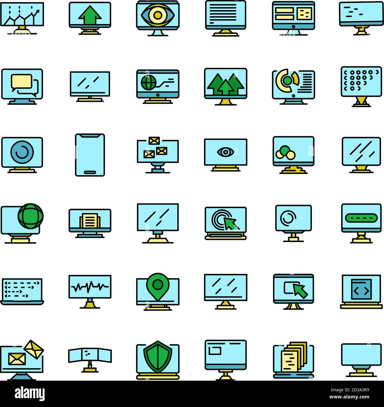 Monitor icons set vector flat Stock Vector Image & Art Alamy