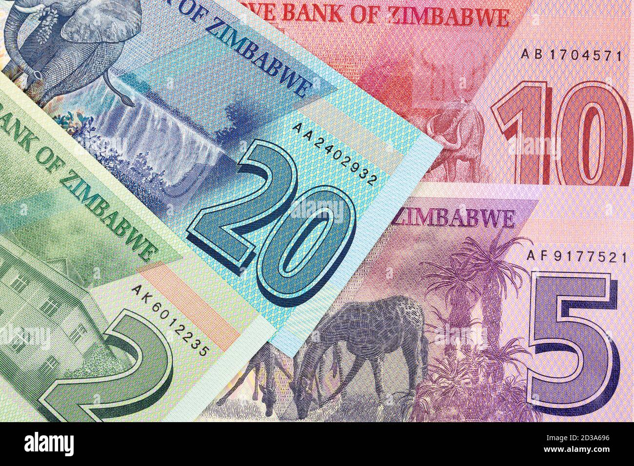 Zimbabwean money - New serie of banknotes Stock Photo