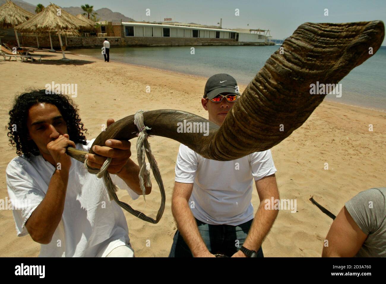 An Israeli Peace Activist Group Called The Drummers Circle Play The Shofar Horn A Jewish Musical Instrument Traditionally Played For Peace In The Jordanian Port Of Aqaba June 4 03