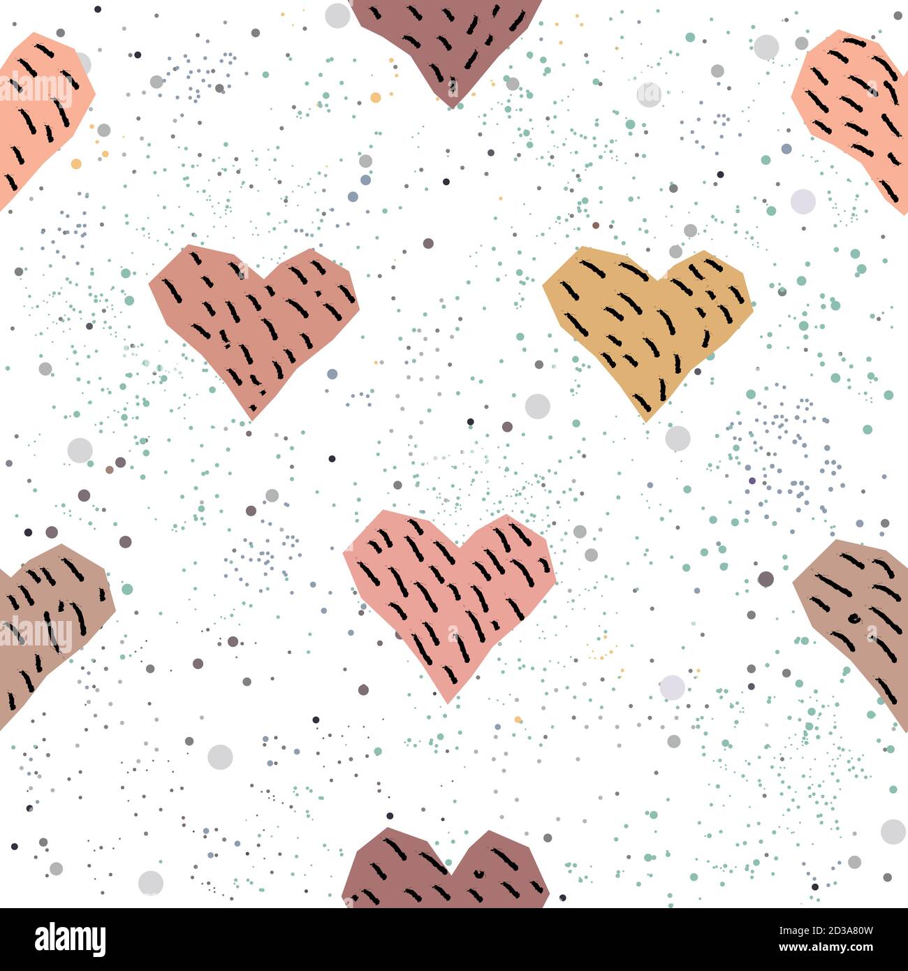 Cute Hearts Background. Seamless Pattern with hearts. Vector Illustration. Stock Vector