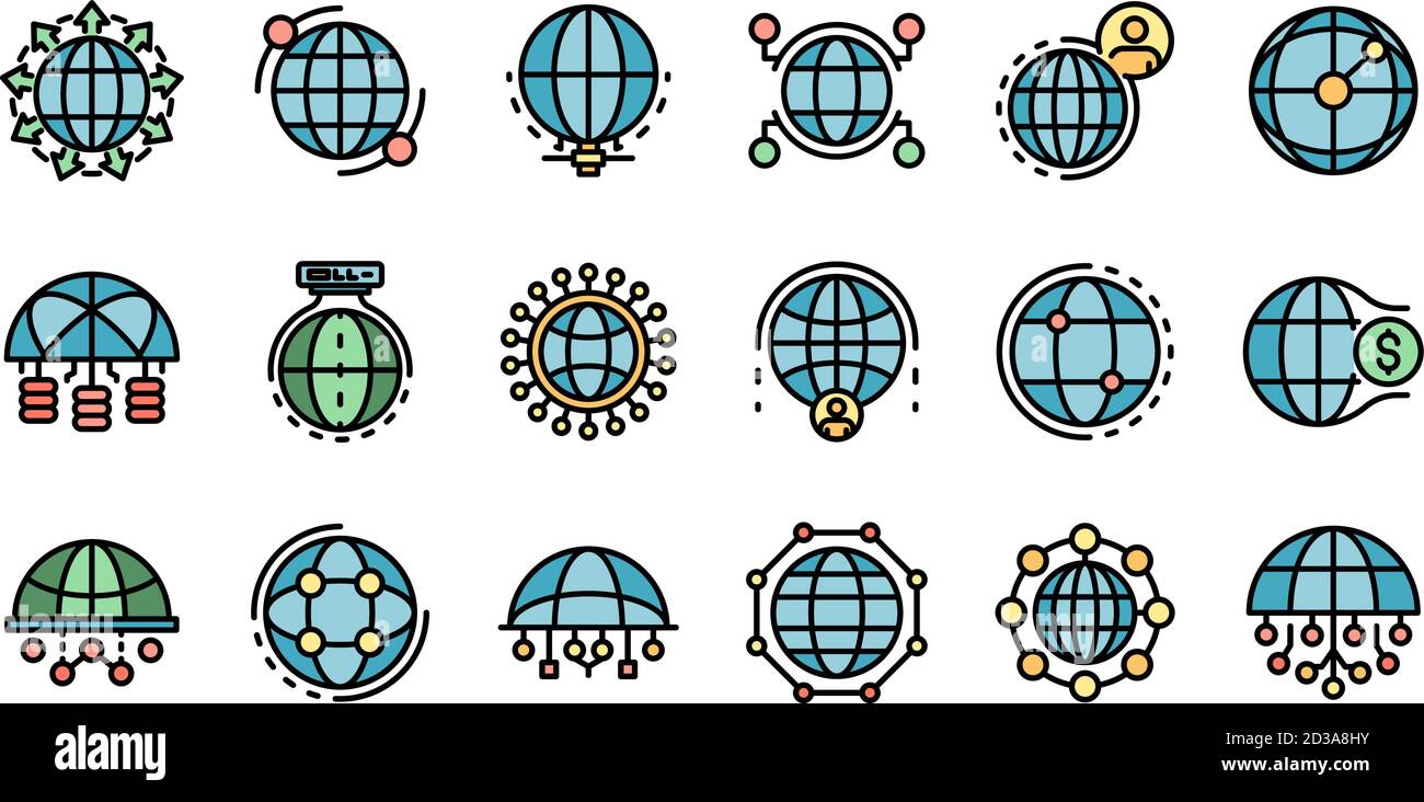 Global network icons set vector flat Stock Vector Image & Art - Alamy