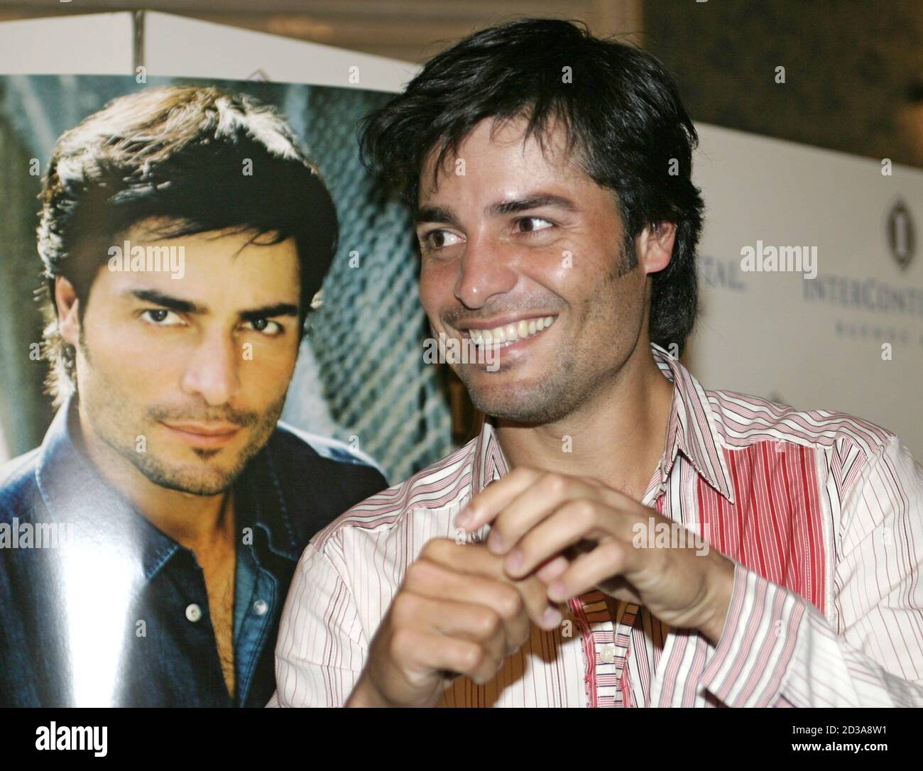 Puerto Rican singer and actor Chayanne, born Elmer Figueroa Arce, appears prior to a press conference in Buenos Aires, Argentina, March 8, 2004. Chayanne presented his latest album "Sincero" and announced a North American tour that will take him across the United States through April 2004. REUTERS/Enrique Marcarian  EM/GAC Stock Photo