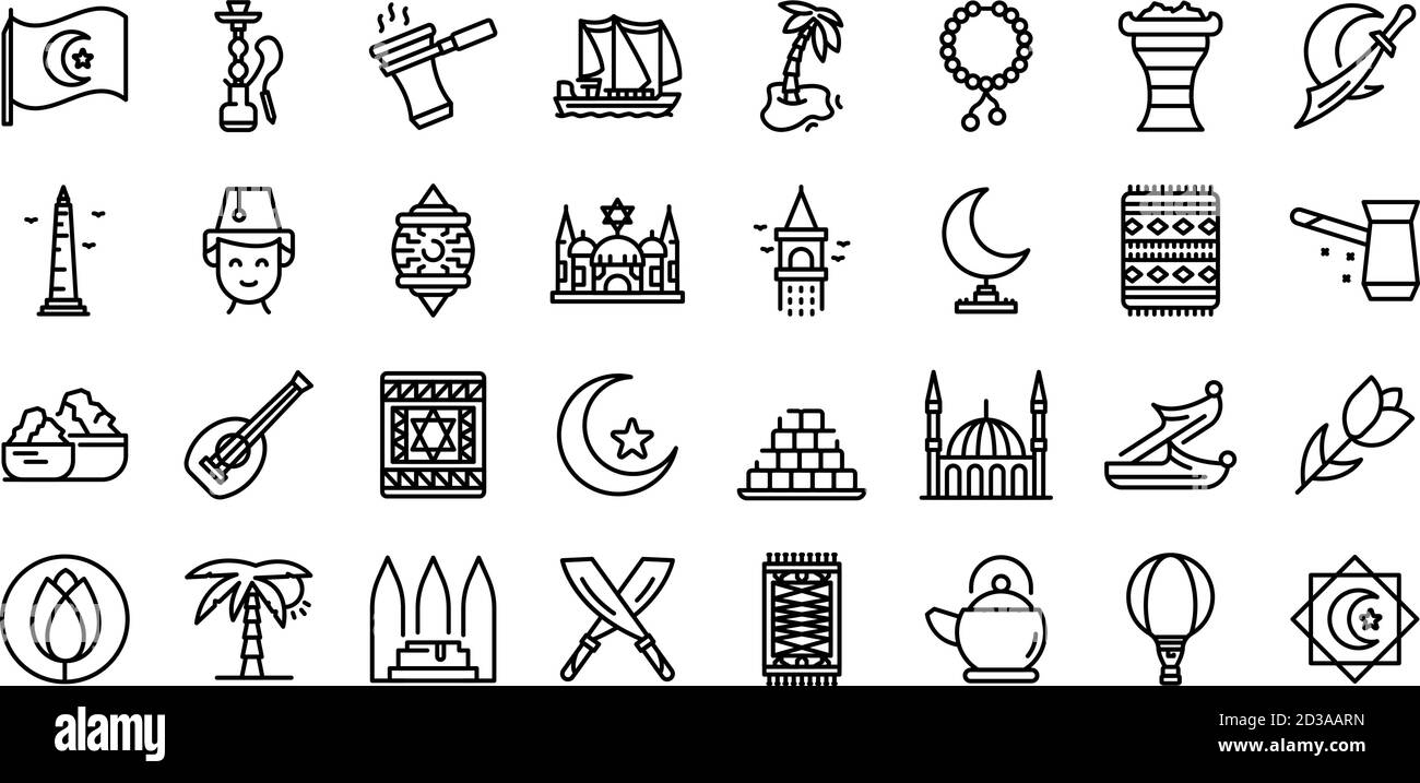 Istanbul icons set, outline style Stock Vector