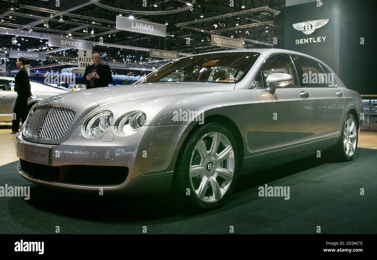 A Bentley Continental Flying Spur is on display as a first world  presentation at the 75th Geneva motor Show in Geneva, Switzerland, March 2,  2005. Powered by a 6-litre twin-turbocharged 12-cylinder engine