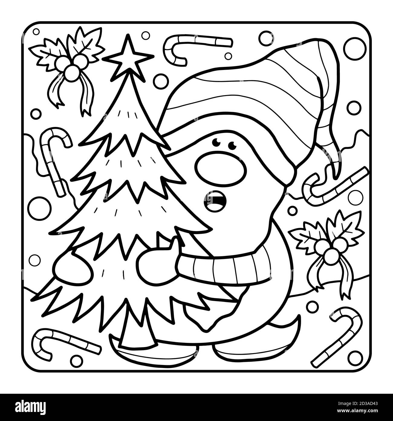 Christmas coloring page for kids Stock Photo - Alamy