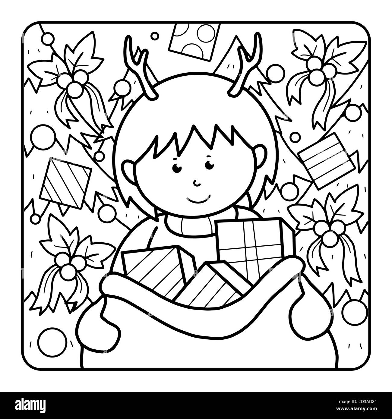 Christmas coloring page for kids Stock Photo - Alamy