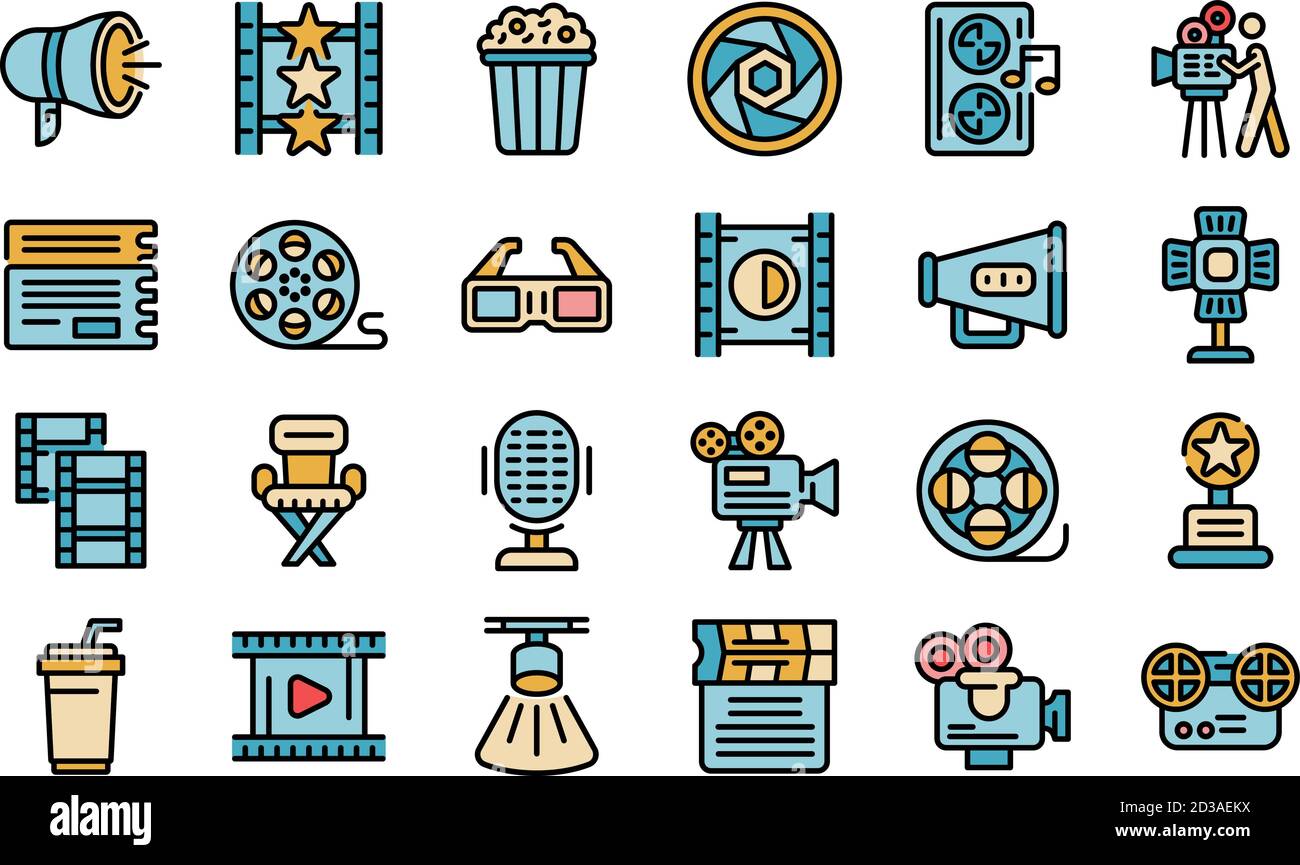 Cinematographer icons set vector flat Stock Vector