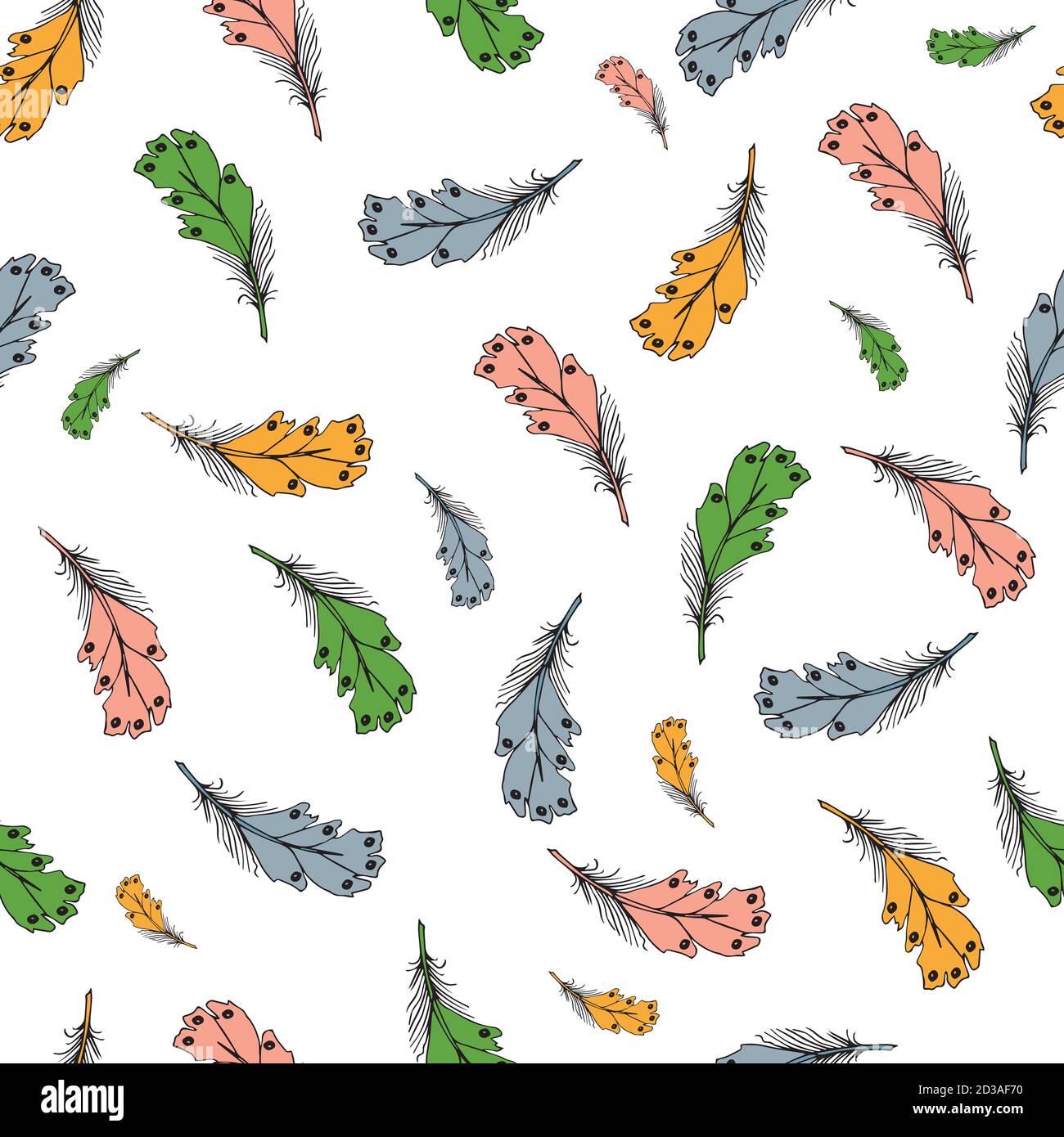 Seamless pattern with feather. Vector illustration on white background ...