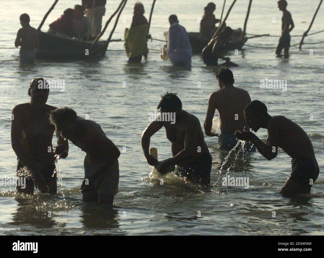 Hindu Men Bathe In The Holy Ganges River February 8 01 In Allahabad During One Of The Most Auspicious Days In The Maha Kumbh Mela Festival Called Maghi Poornima Tens Of Millions