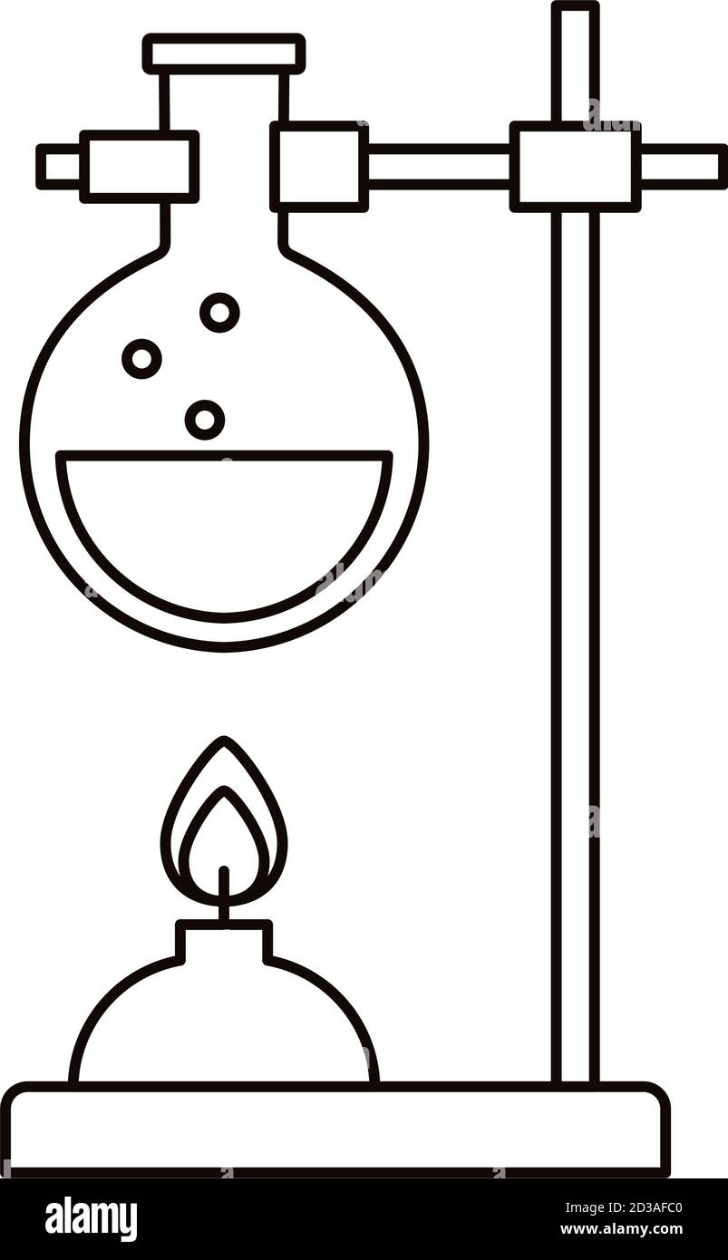 medical tube test flask in burner laboratory line style icon vector ...
