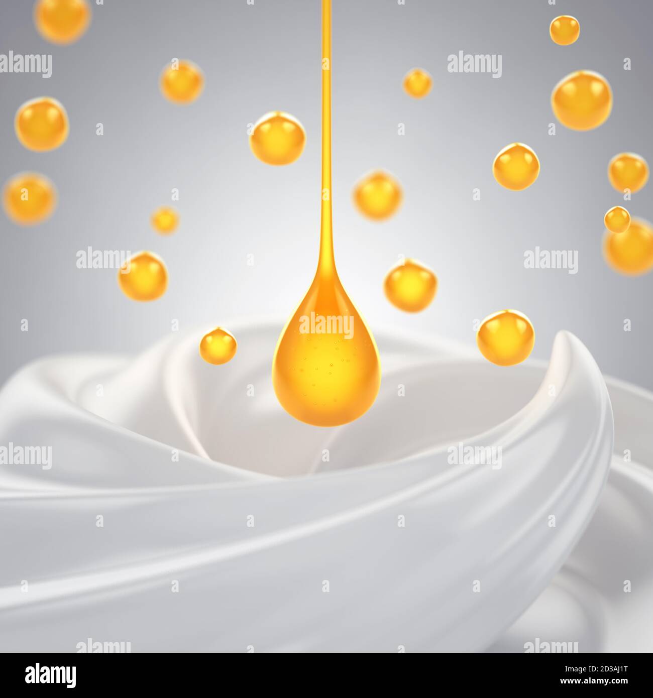 Shampoo/shower gel droplet over cream, Body care and hygiene concept Stock Photo