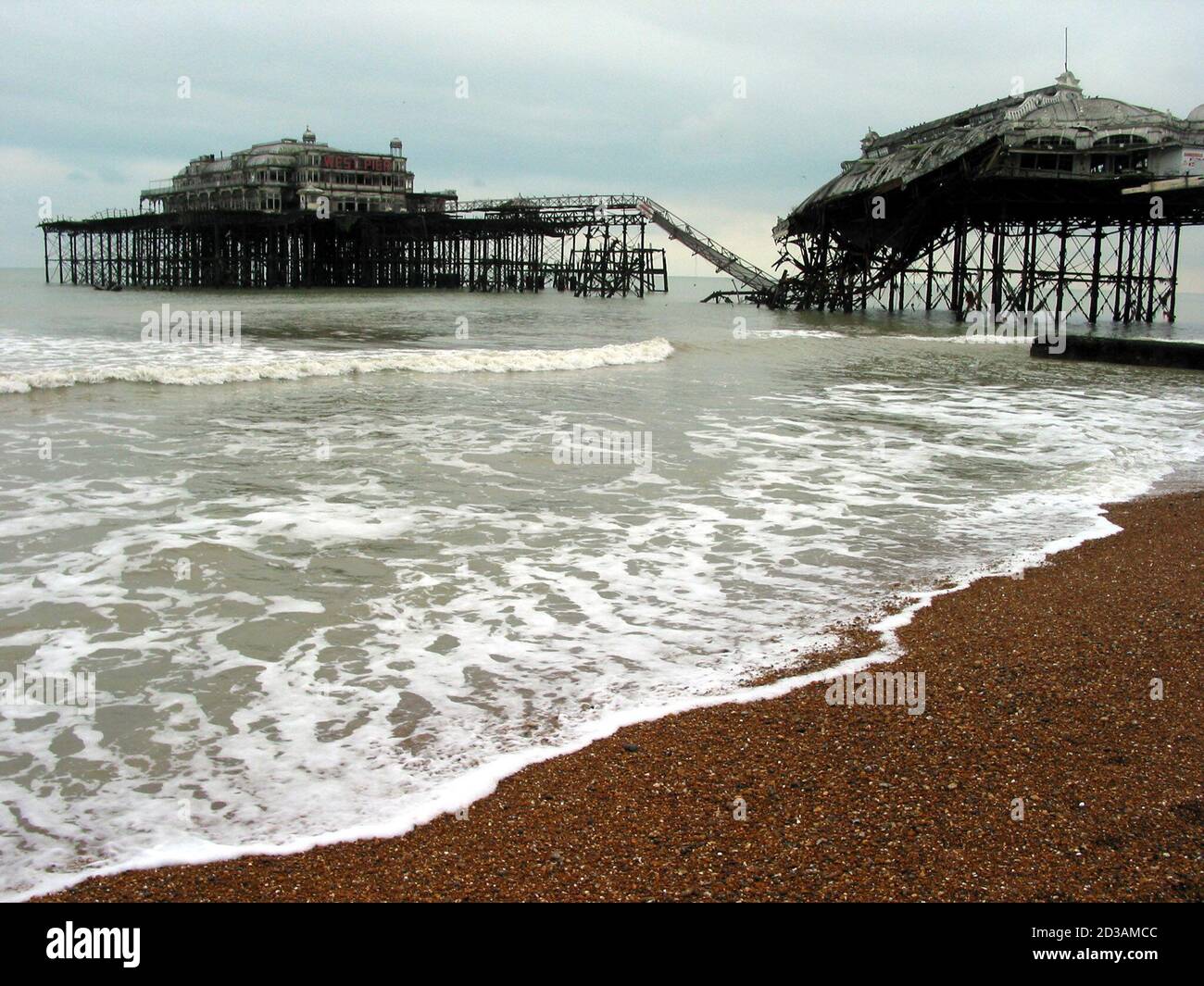A General View Shows Brighton S Victorian Era West Pier On New Year S Eve A Walkway Connecting A Concert Hall And A Pavilion On The Grade 1 Listed Structure Collapsed Into The Sea On December