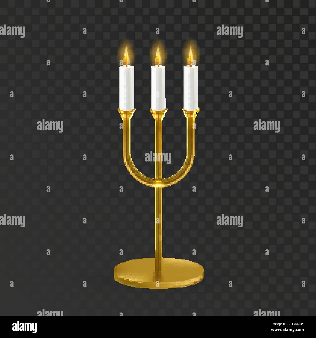 Candlestick With Burning Flame Candles Vector Illustration Stock Vector ...
