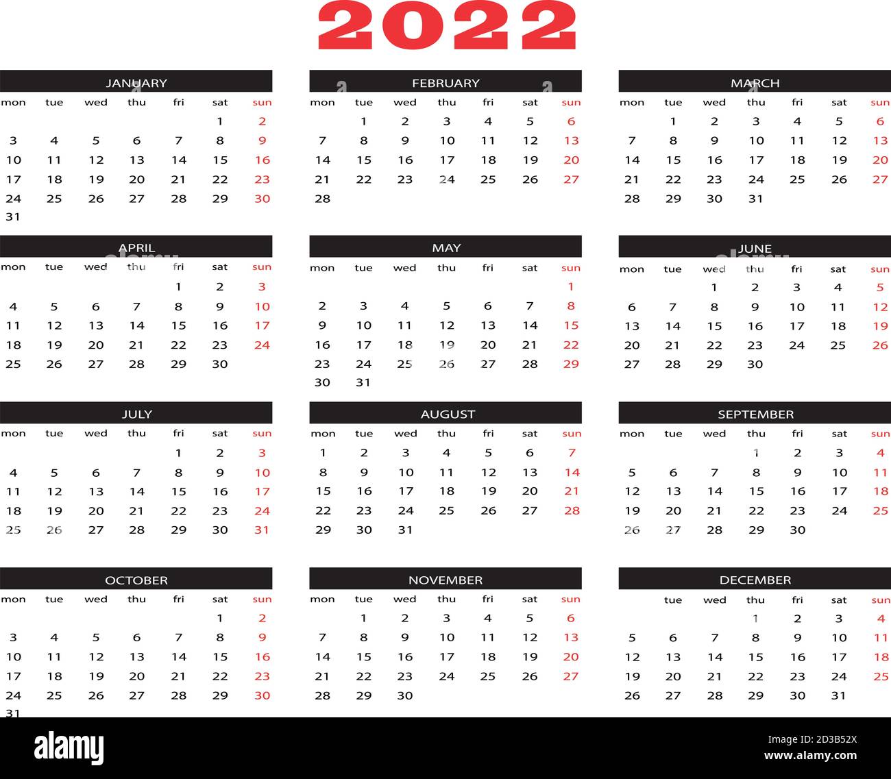 Calendar year 2022 Stock Vector Image & Art - Alamy Calendar year 2022 Stock Vector Image & Art - Alamy