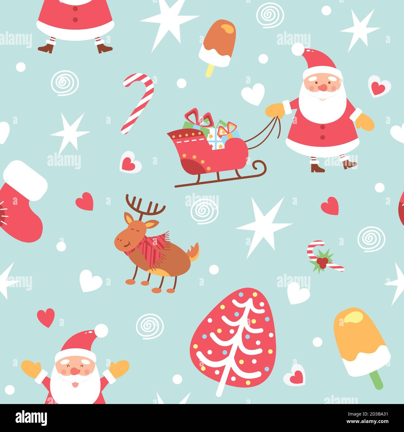 Christmas wrapping paper seamless texture. Vector illustration Stock