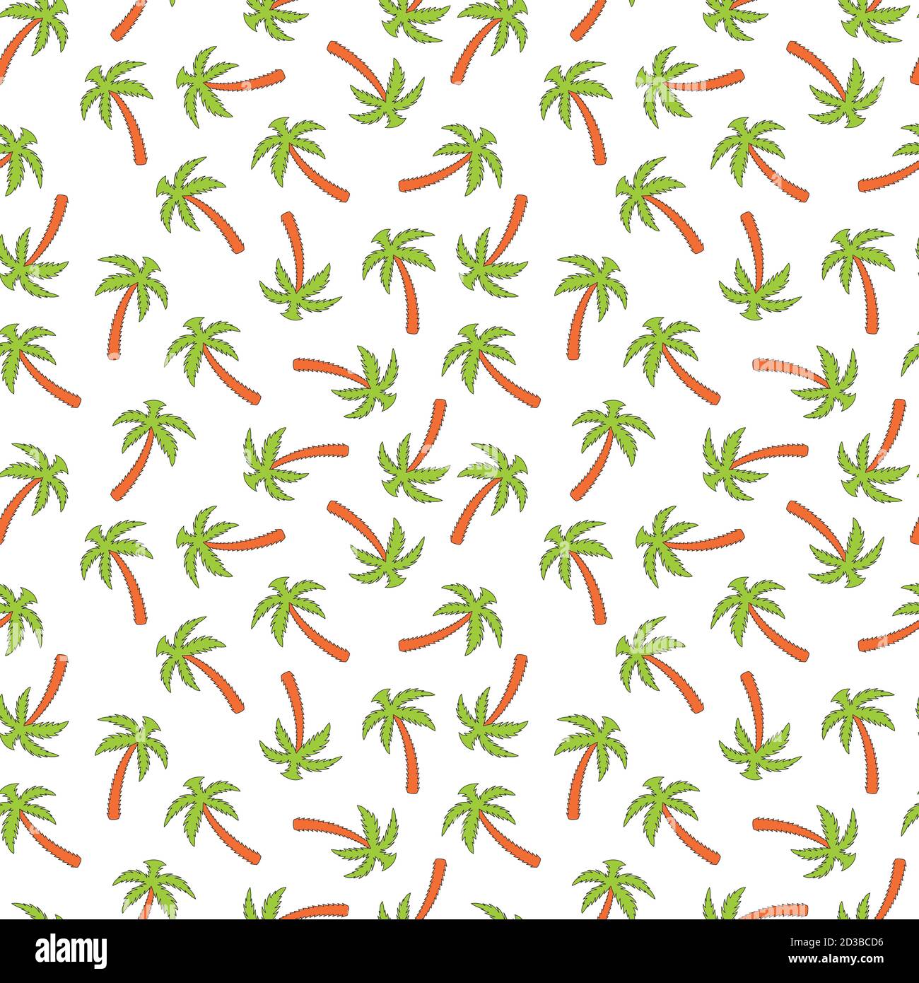 Palm tree, seamless pattern on white isolated background. Vector ...