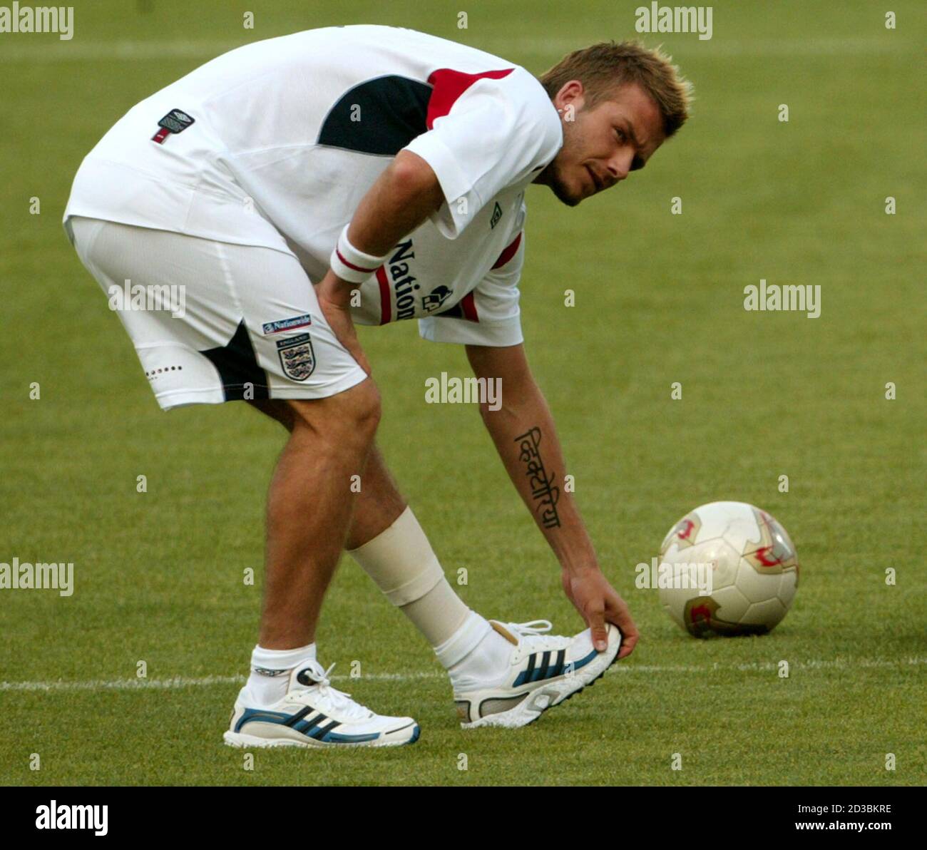 England S Injured Captain David Beckham Trains On His Own At The Stadium In Seogwipo South Korea In An Attempt To Regain His Fitness And His Place In The England World Cup Squad
