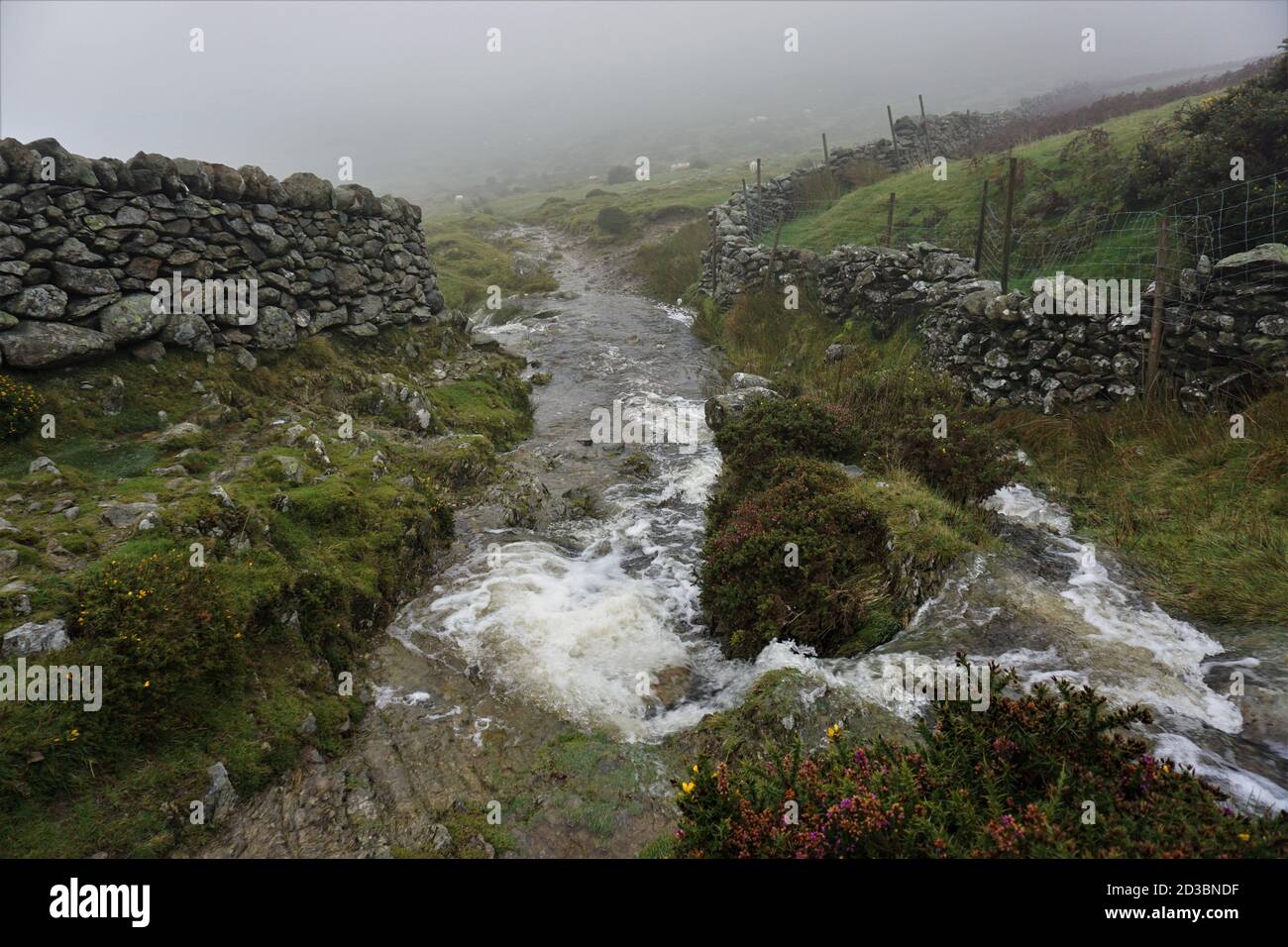 Flooded and impassable footpath after storm Alex Conwy North Wales UK Stock Photo