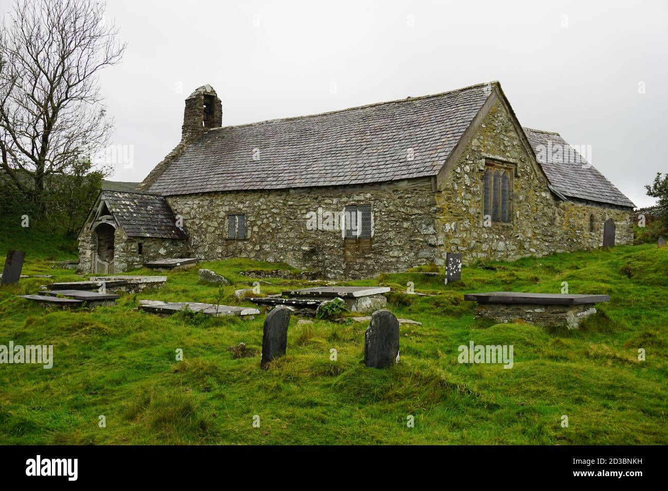 St Celynnins hidden Old Church LLangelynnin Conwy North Wales Stock Photo