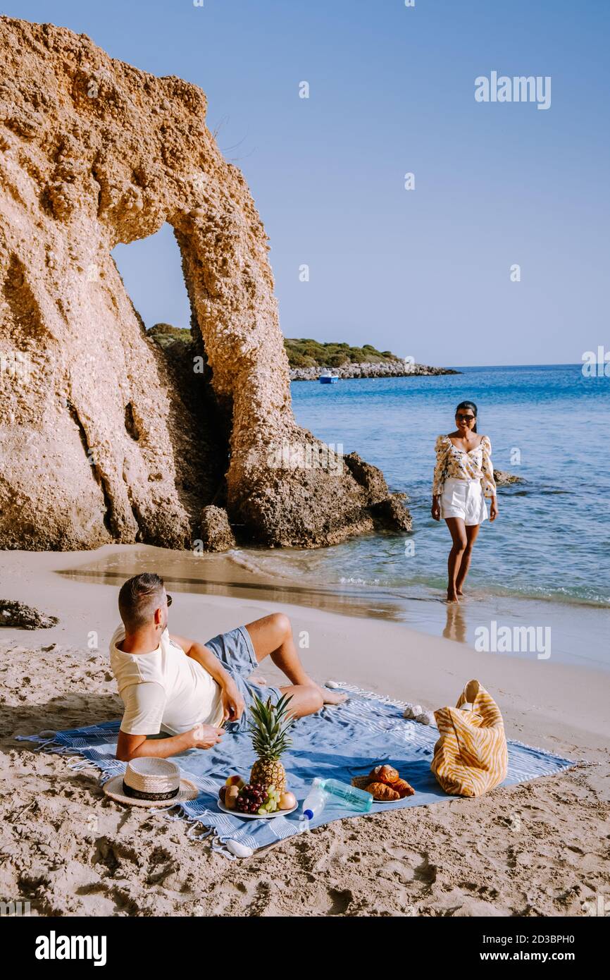 Tropical beach of Voulisma beach, Istron, Crete, Greece Stock Photo