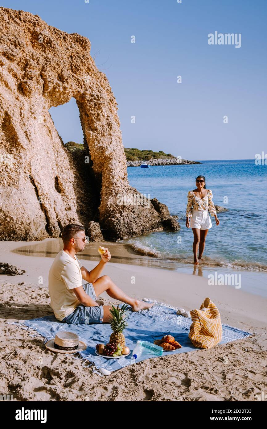 Tropical beach of Voulisma beach, Istron, Crete, Greece Stock Photo
