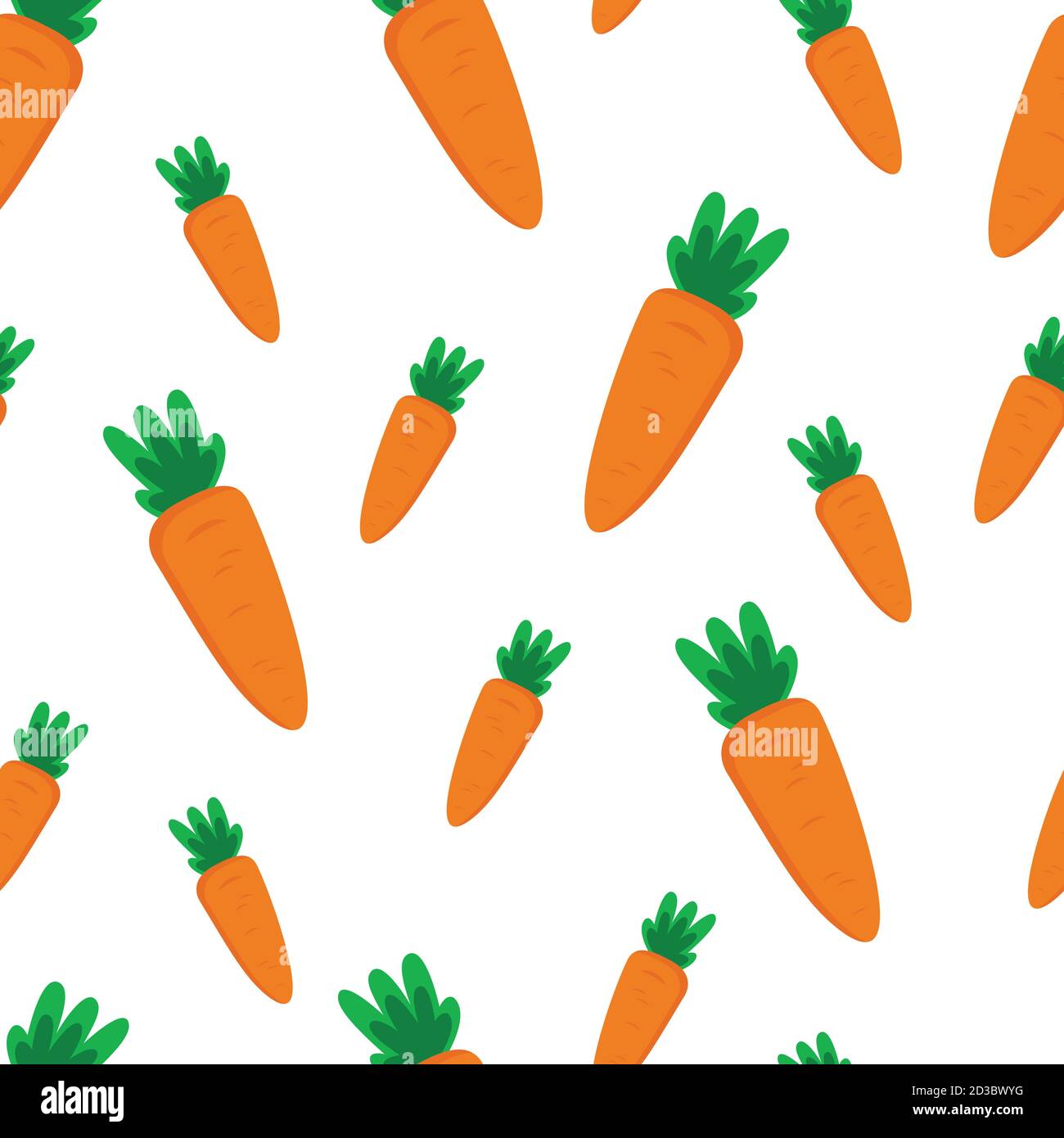 Vector seamless pattern with orange carrots on white background. Vegetable summer pattern, colorful print for design .Carrot pattern Stock Vector