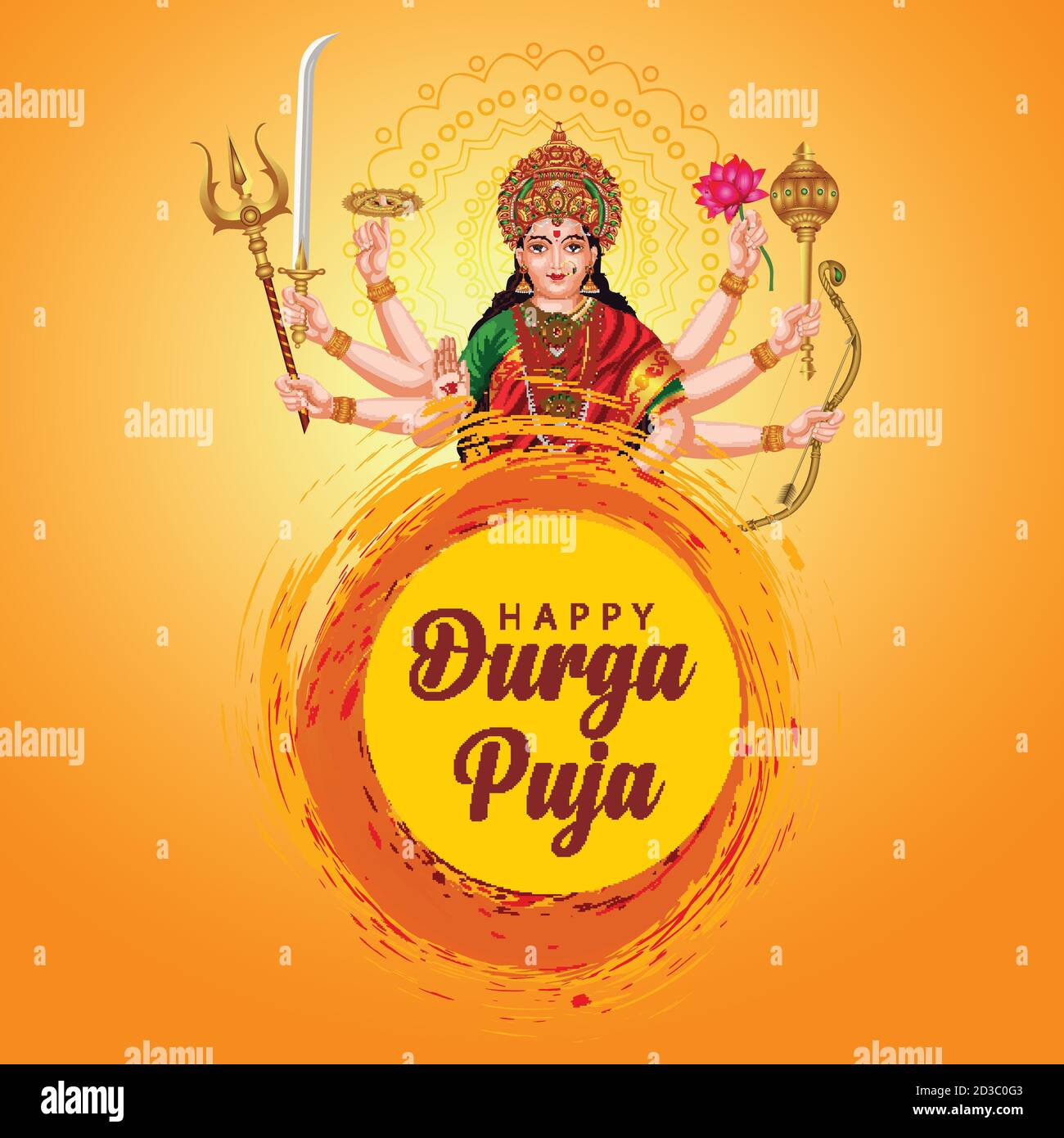 indian God durga in Happy Durga Puja Subh Navratri background. vector  illustration Stock Vector Image & Art - Alamy