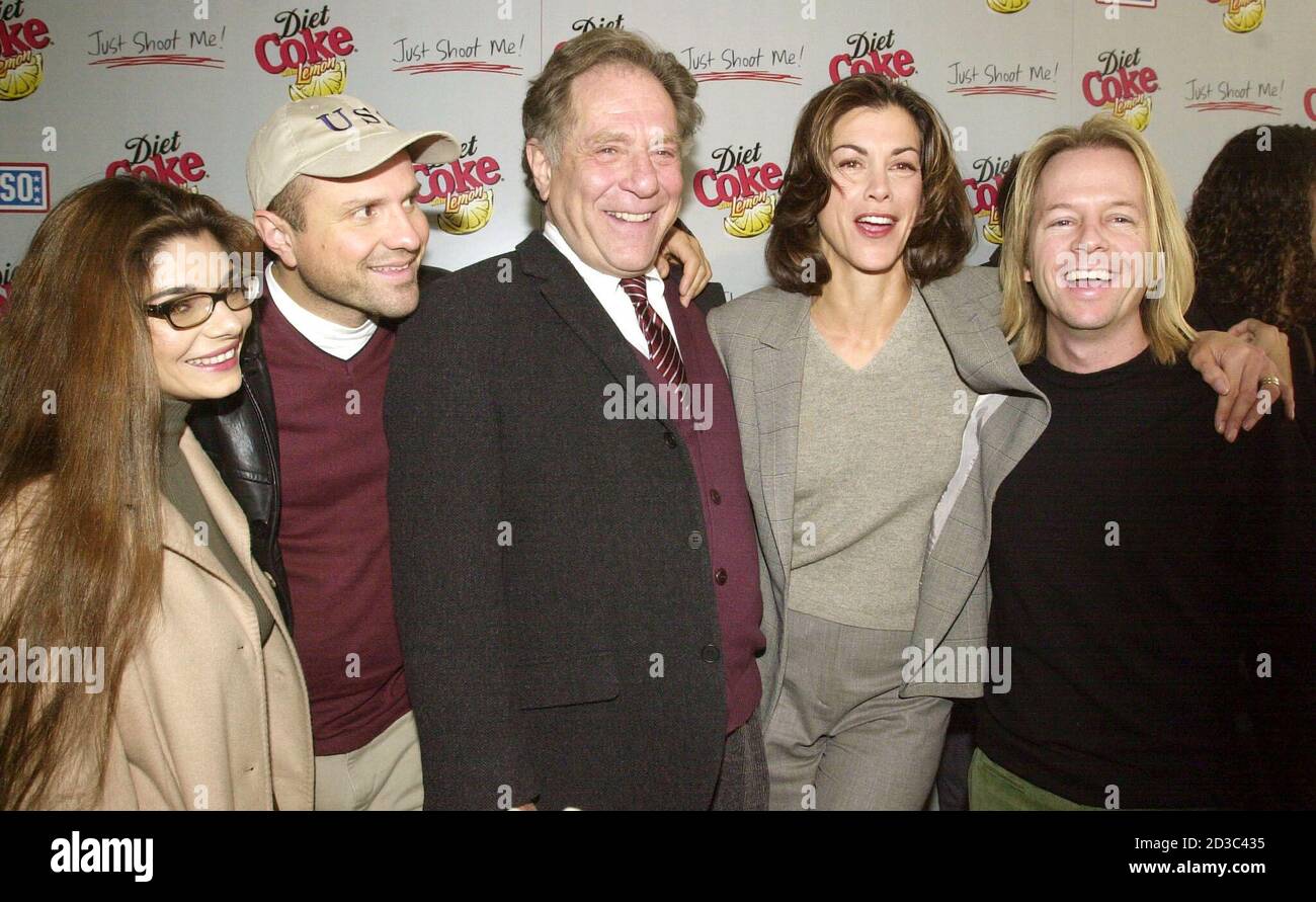 The Cast Of The Nbc Comedy Series Just Shoot Me Laura San Giacomo Enrico Colantoni George Segal Wendie Malick And David Spade L R Pose Upon Arriving A Benefit Luncheon For The United