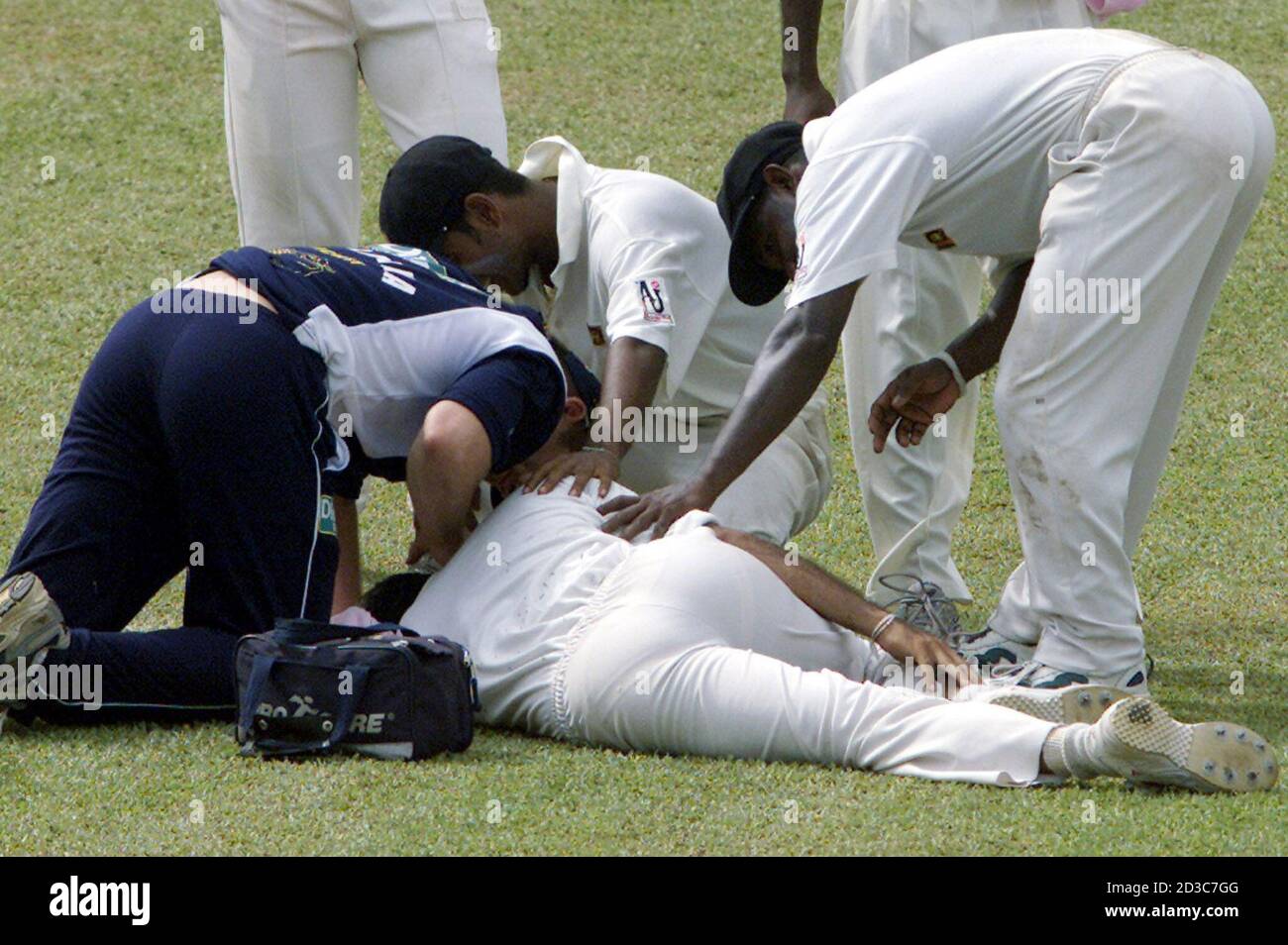 Cricket Players Collision High Resolution Stock Photography and Images