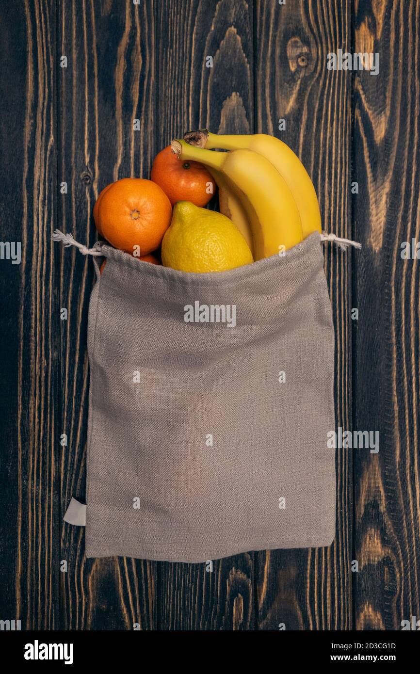 zero waste cotton eco friendly bags for food, plastic free Stock Photo