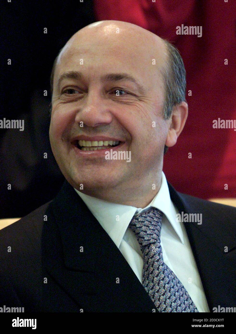 Russian Foreign Minister Igor Ivanov smiles during a meeting with Greek Foreign Minister George Ppanderou (not pictured) in Athens January 24, 2003. Ivanov told reporters in Athens: ' There is no serious reason for the start of a military attack on Iraq. We hope that no country will take single action outside U.N. decisions'. REUTERS/Yiorgos Karahalis REUTERS  YK Stock Photo