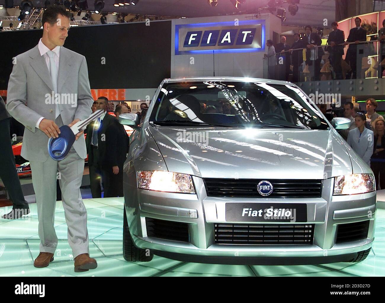 Germany's Ferrari Formula One World Champion Michael Schumacher looks on  the brand new Fiat Stilo he presented at the IAA car show in Frankfurt,  September 11, 2001 Stock Photo - Alamy