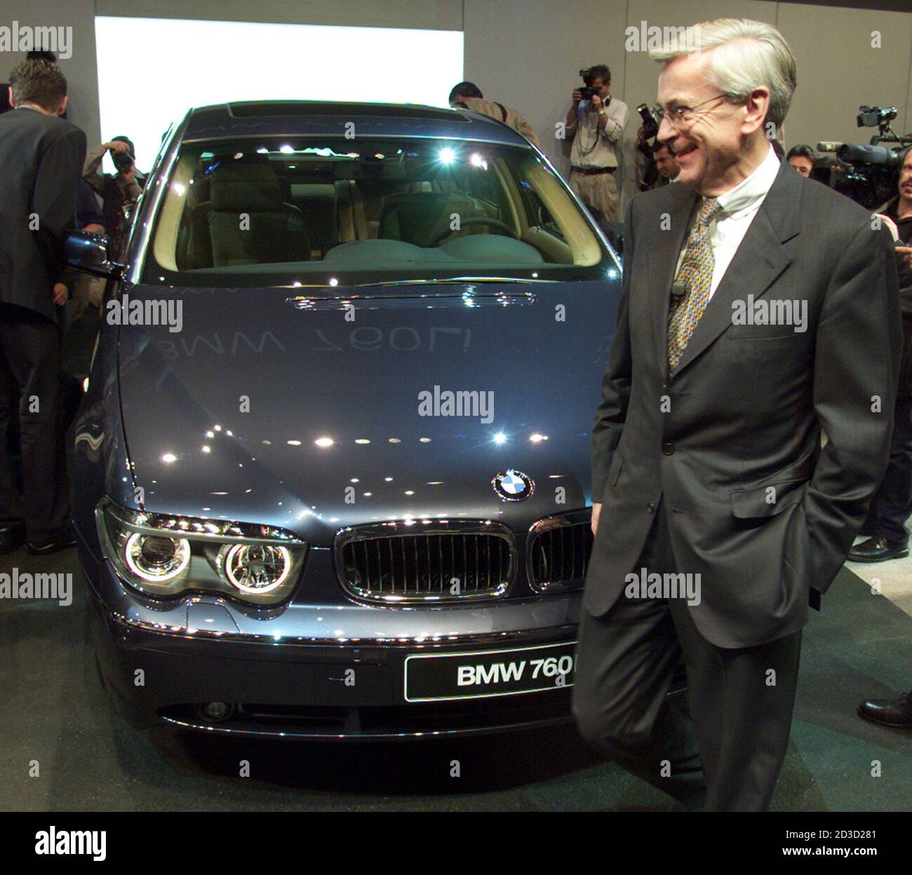 Joachim Milbert, CEO of German luxury carmaker Bayerische Motorenwerke (BMW) AG stands in front of a new 7-series car at the world's biggest car show the 59th IAA in Frankfurt September 11, 2001. BMW said on Tuesday global unit sales rose 9.5 percent in the first eight month of the year to 595,900 vehicles. REUTERS/Juergen Schwarz  JS Stock Photo