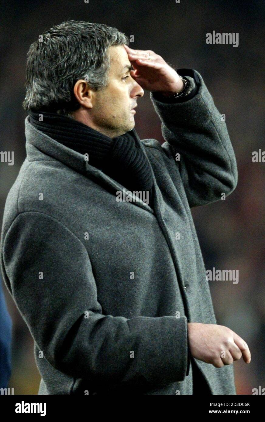 Chelsea S Coach Mourinho Looks On During Their Champions League First Knock Out Round First Leg Match In Barcelona Chelsea S Coach Jose Mourinho Looks On During Their Champions League First Knock Out Round First Leg