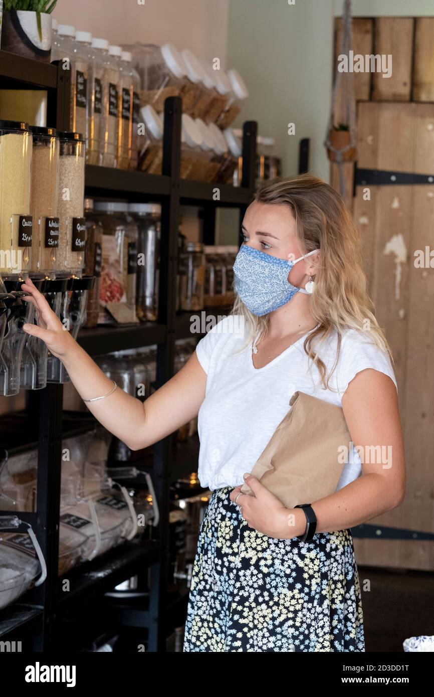 Woman wearing face mask skirt hi-res stock photography and images - Alamy