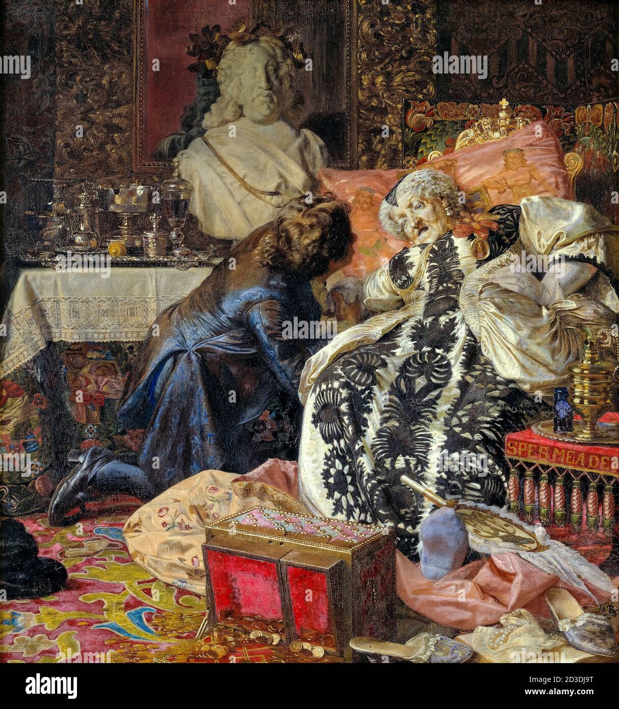 Death of Sophie Amalie (1628-1685), Queen of Denmark and Norway, painting by Kristian Zahrtmann, 1882 Stock Photo