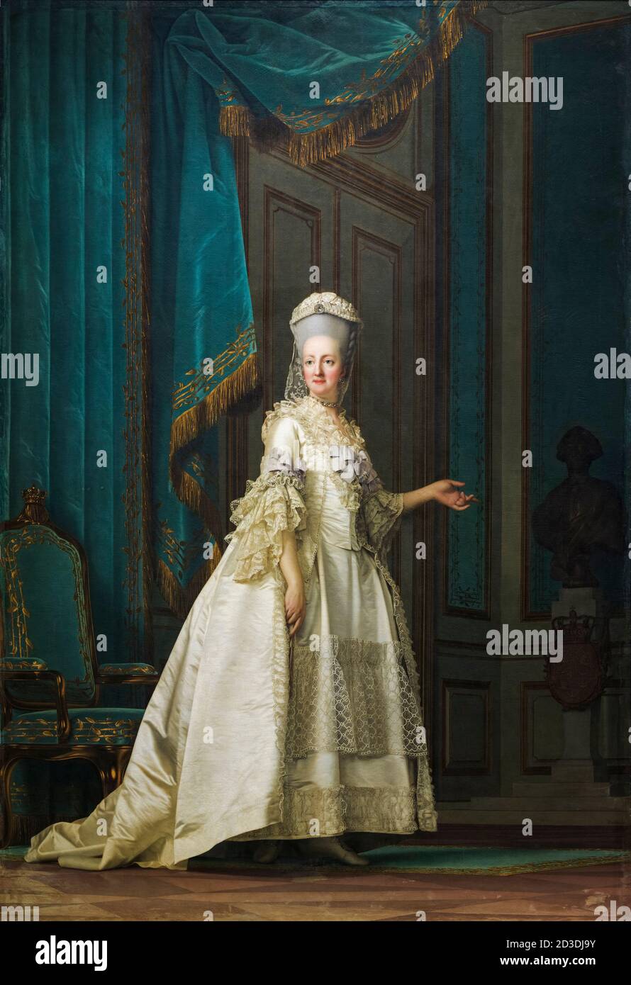 Juliana Maria of Brunswick (1729-1796), Queen of Denmark and Norway, portrait painting by Vigilius Eriksen, 1775-1776 Stock Photo