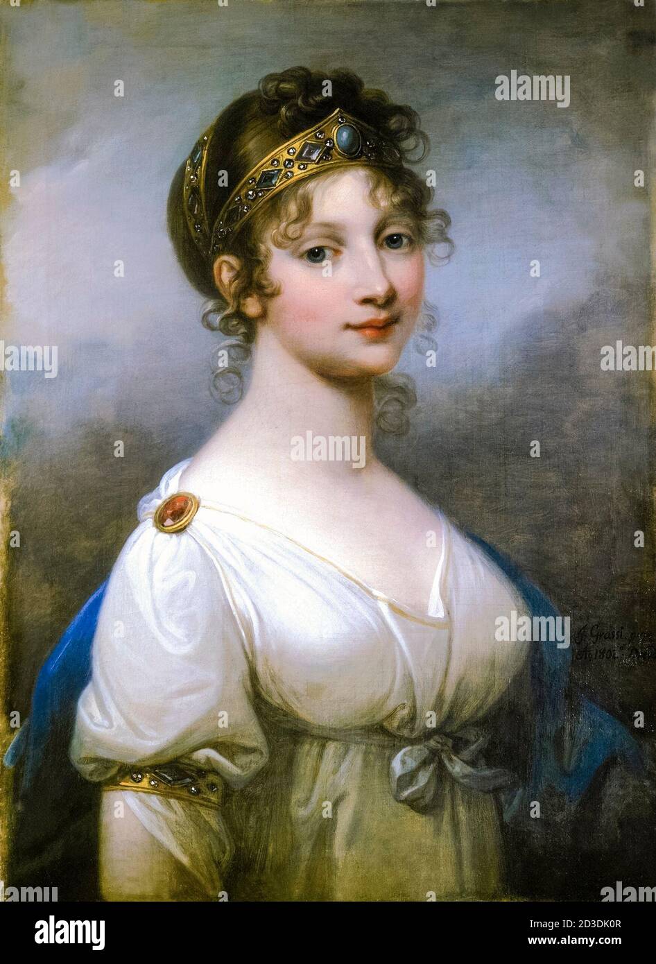 Louise of Mecklenburg-Strelitz (1776-1810), Queen of Prussia, portrait painting by Josef Grassi, 1802 Stock Photo