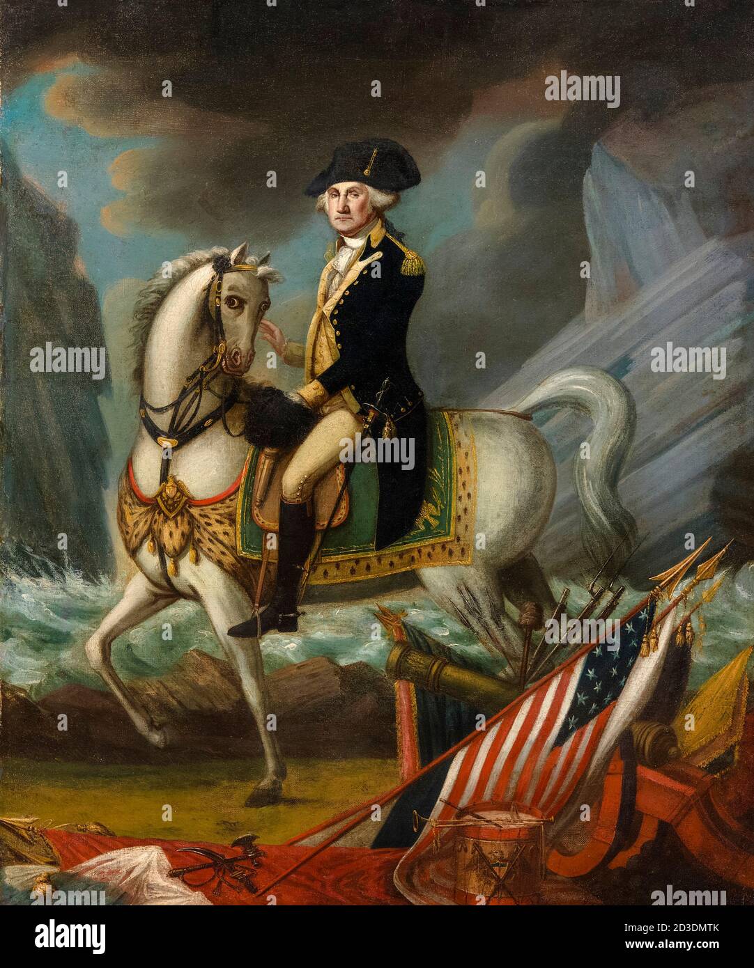 George Washington (1732-1799), First President of the United States, equestrian portrait by William Clarke, 1800 Stock Photo