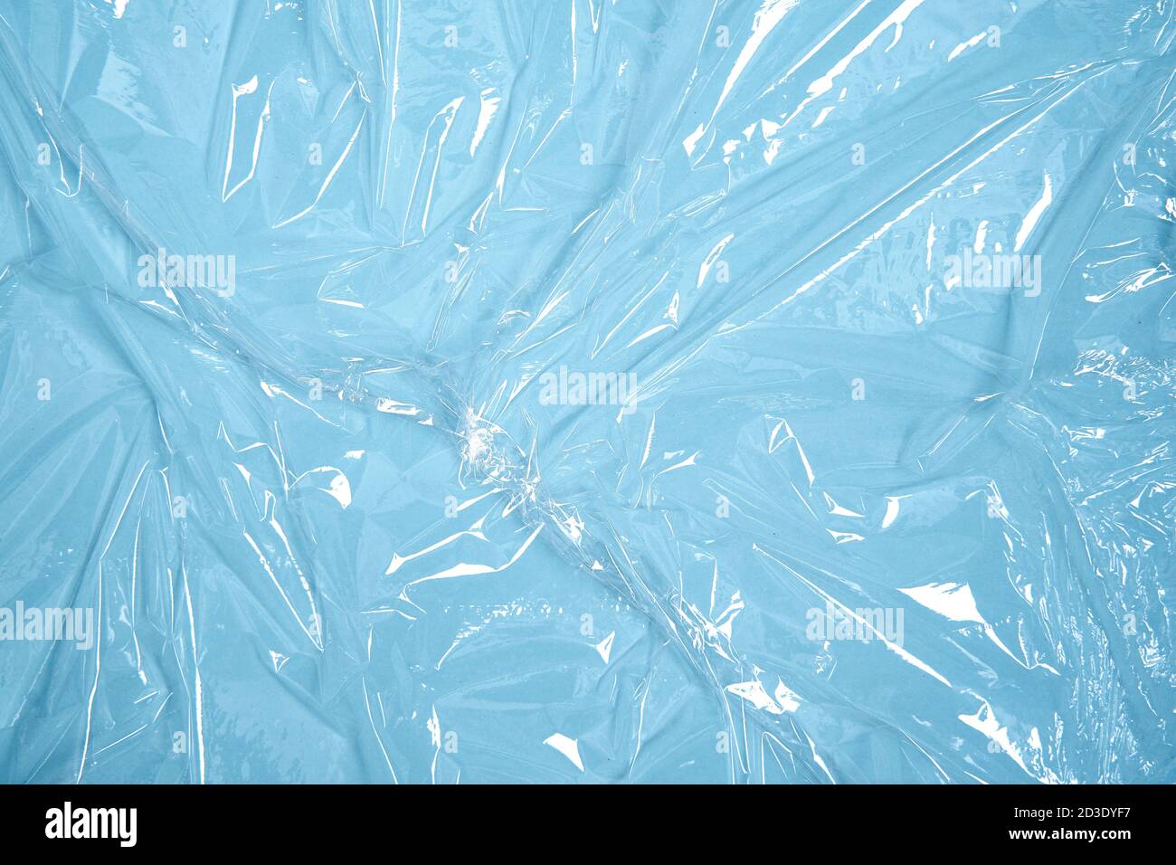 Clear plastic texture with blue color. Nylon polythene wrap
