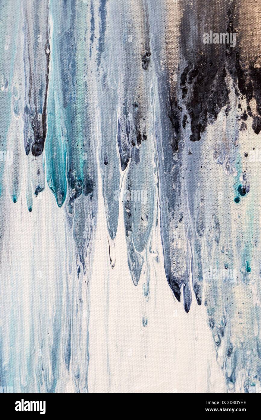 blue and white abstract fluid acrylic painting on canvas Stock Photo ...