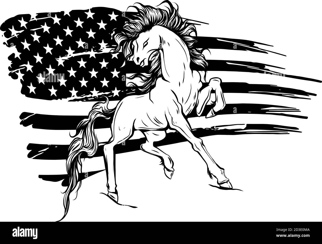 Vector silhouette of a running horse design illustration Stock Vector