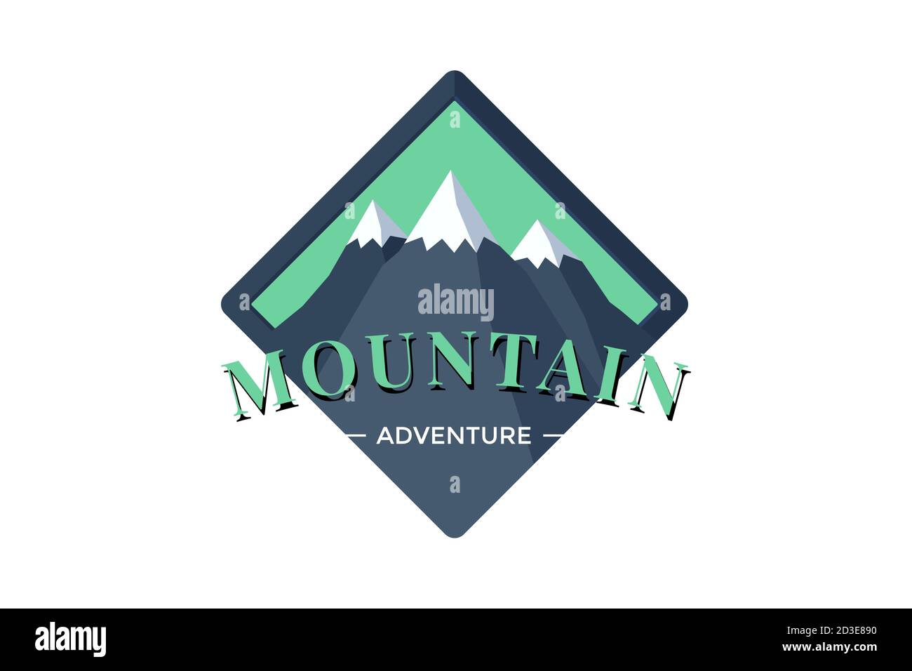 Mountain Adventure shield logo badge for extreme tourism and sport hiking. Outdoor nature rock camping square label vector eps illustration Stock Vector