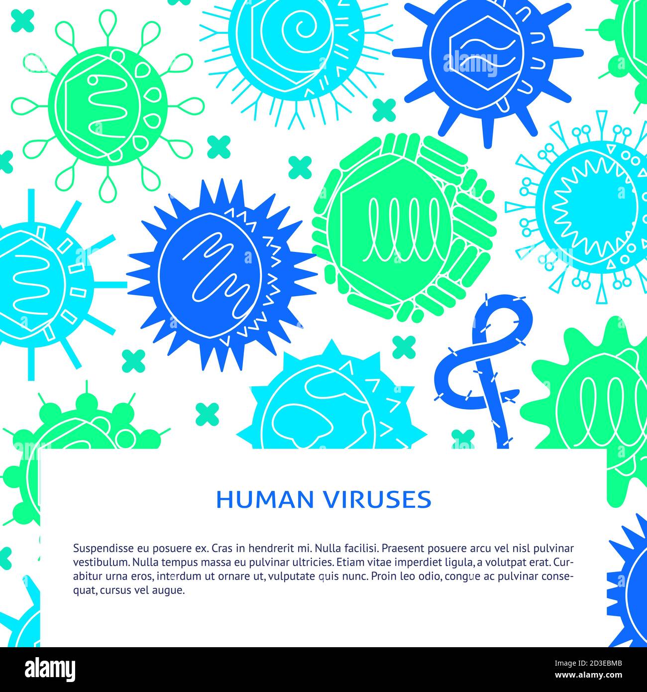Human viruses concept banner in flat style Stock Vector