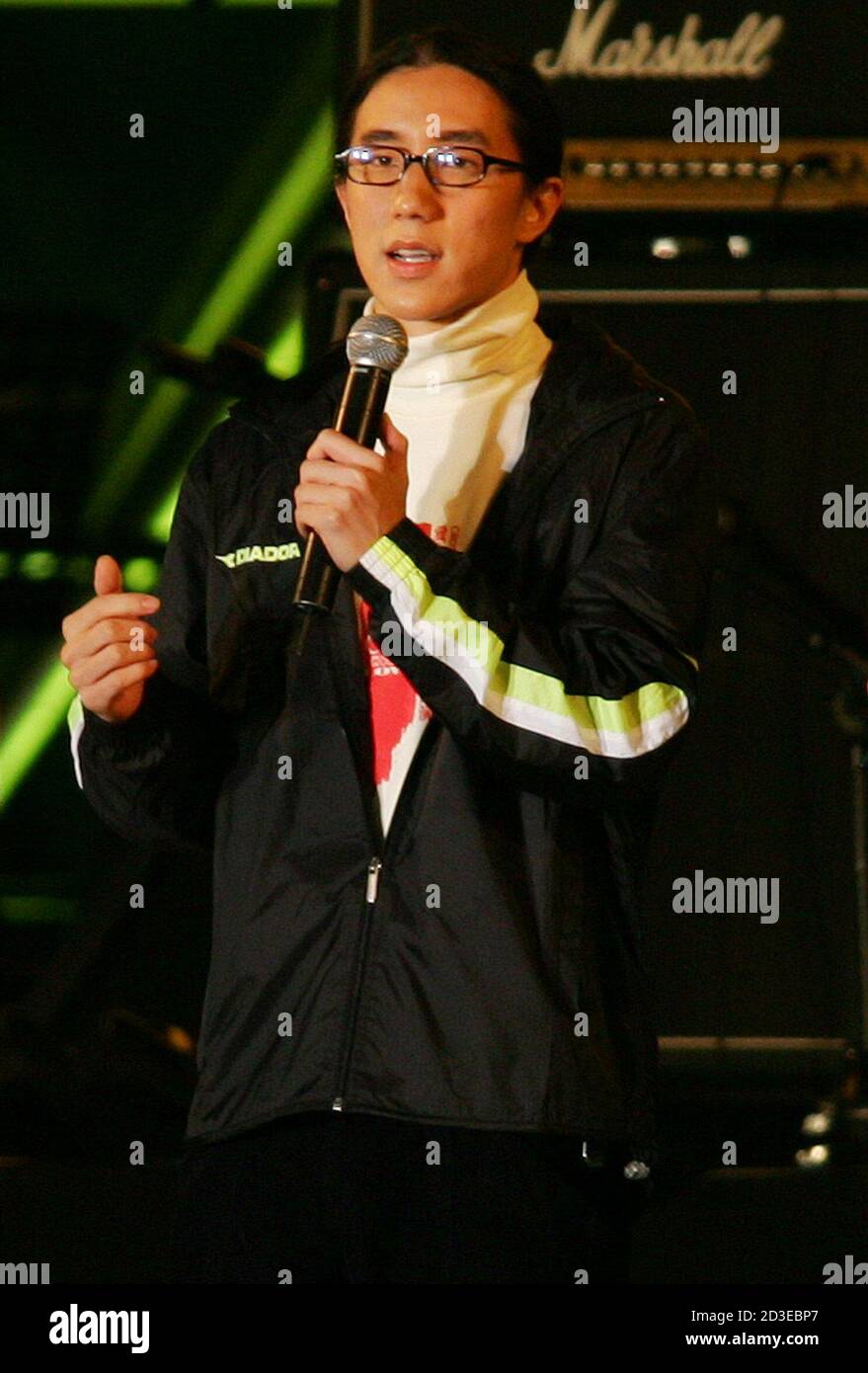 Jaycee Fong, son of Hong Kong action movie star Jackie Chan, attends a charity concert in Hong Kong January 7, 2005. Some of Asia's biggest names in show business, including action movie star Jackie Chan, kicked off a marathon charity concert in Hong Kong on Friday to raise funds for survivors of the world's deadliest tsunami on record. REUTERS/Bobby Yip  BY/CN Stock Photo
