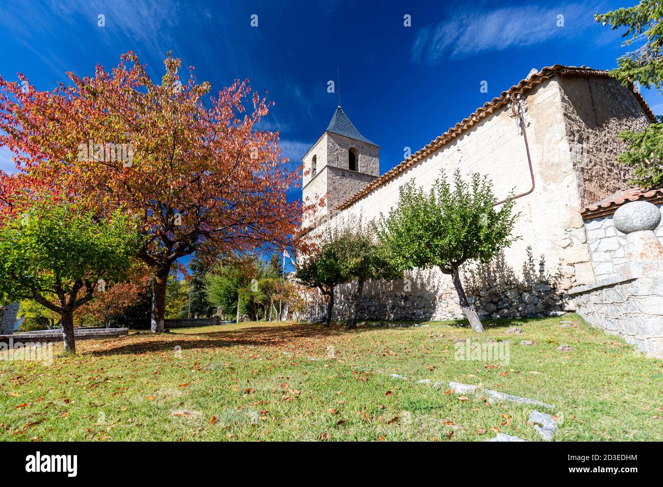 Tower of a village to Cerdanya. Stock Photo
