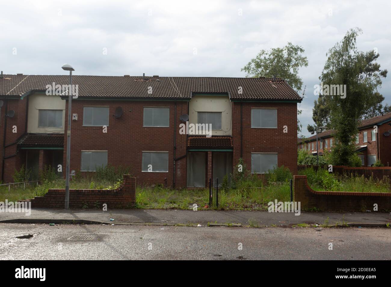 Derelict abandoned council housing estate in Salford Greater Manchester